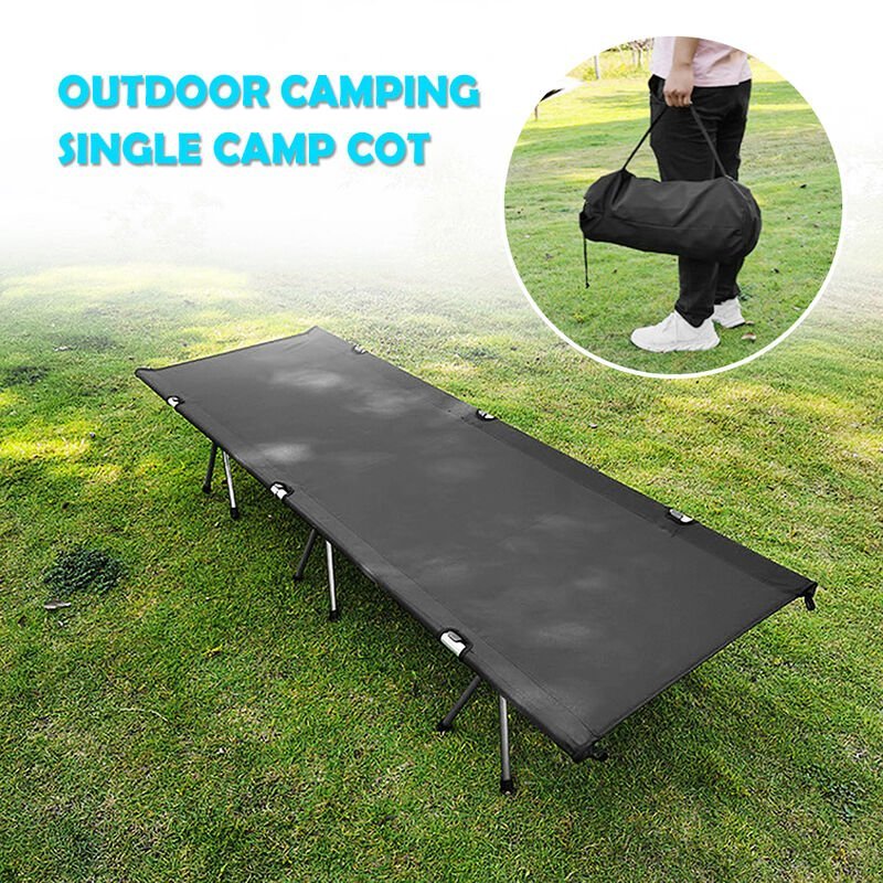 Asupermall - Cama plegable portatil al aire libre Cuna de camping para una sola persona 264LB con peso para picnic
