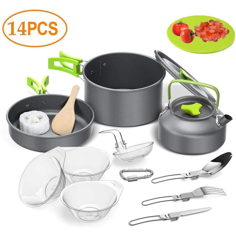 Asupermall - Camping al aire libre Senderismo Utensilios de cocina Mochilero Cocinar Picnic Bowl Juego de ollas Juego de cocina de acero barato