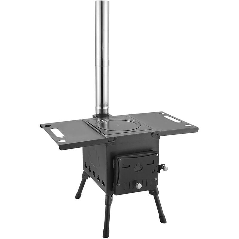 Asupermall - Estufa de lena plegable portatil Estufa de tienda de campana con tubo de chimenea para cocina de calefaccion de refugio de tienda