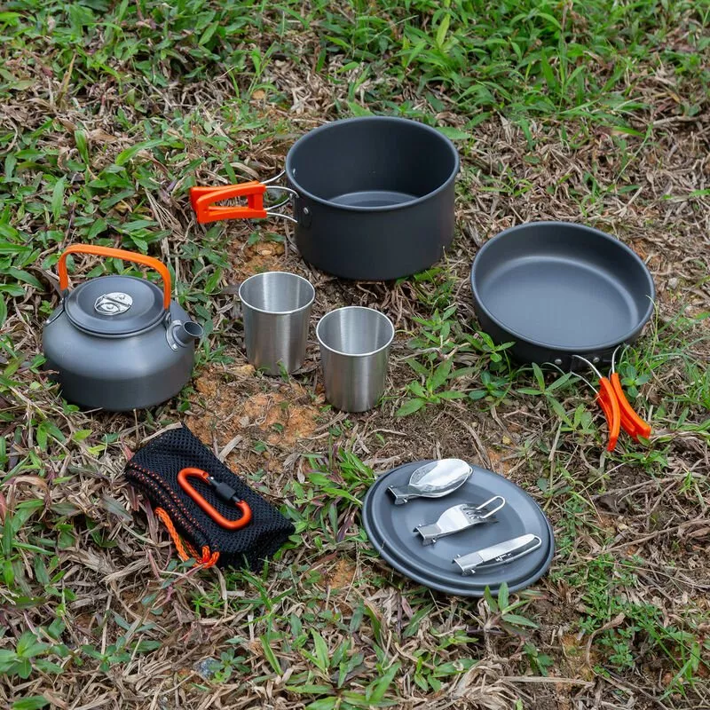 Asupermall - Juego De Utensilios De Cocina Para Acampar, Liviano, Portatil, Sarten, Hervidor, Tazas, Cuchara, Tenedor, Cortador Para Picnic, En Oferta Asupermall - Juego De Utensilios De Cocina Para Acampar