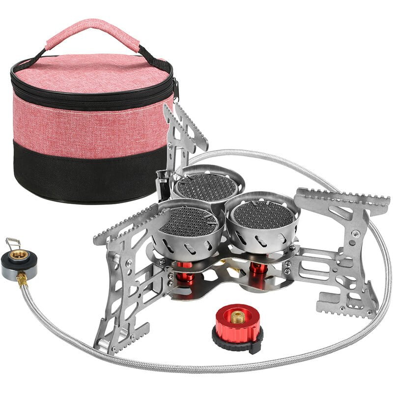 Asupermall - LJ-6822 Tres hornos Dingli 8000W + Cabezal de conversion de tanque de gas plano