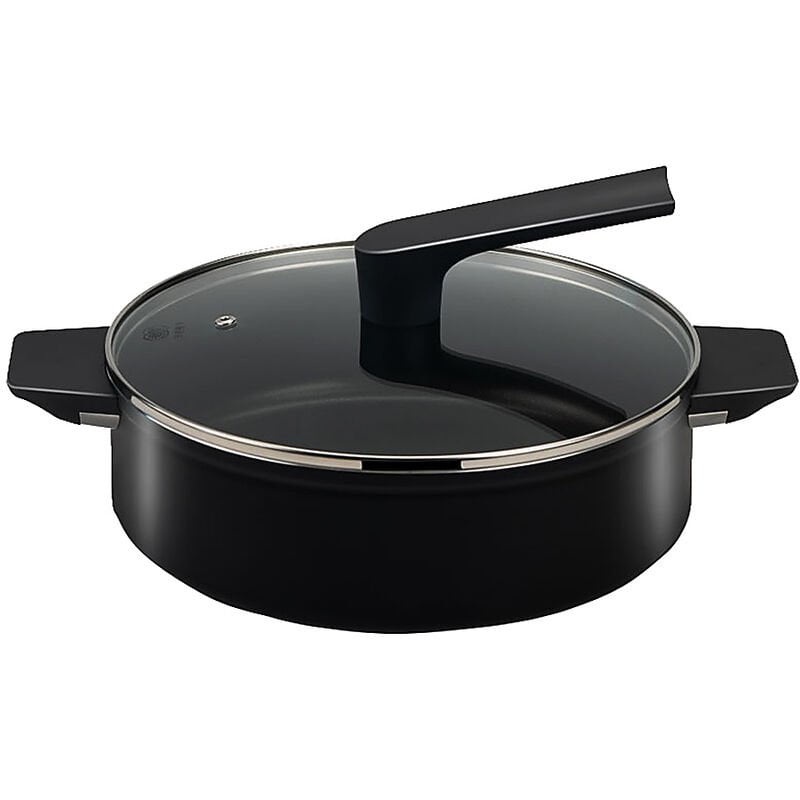 Asupermall - Olla de sopa 4L Olla caliente de acero inoxidable Olla de estofado Olla de induccion Olla antiadherente plana Olla de coccion Negro
