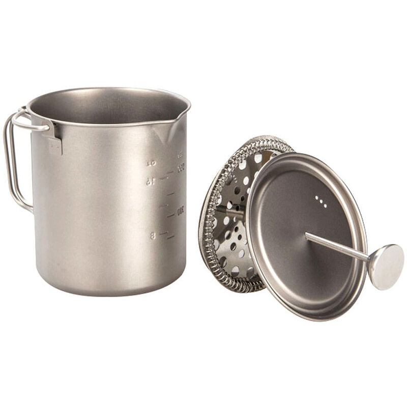Asupermall - Taza de titanio 750 ml Taza de cafe para acampar Prensa Cafetera Olla para cocinar al aire libre con filtro Companero de viaje barato