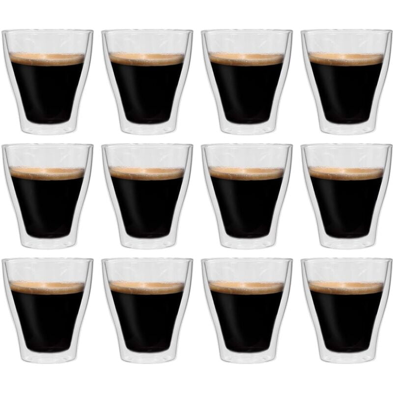 Asupermall - Vasos cristal termico doble pared cafe con leche 12 uds 280ml barato