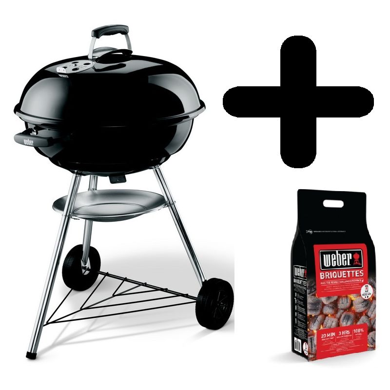 BARBACOA COMPACT 47cm. BLACK + 2KG DE BRIQUETAS - Weber barato