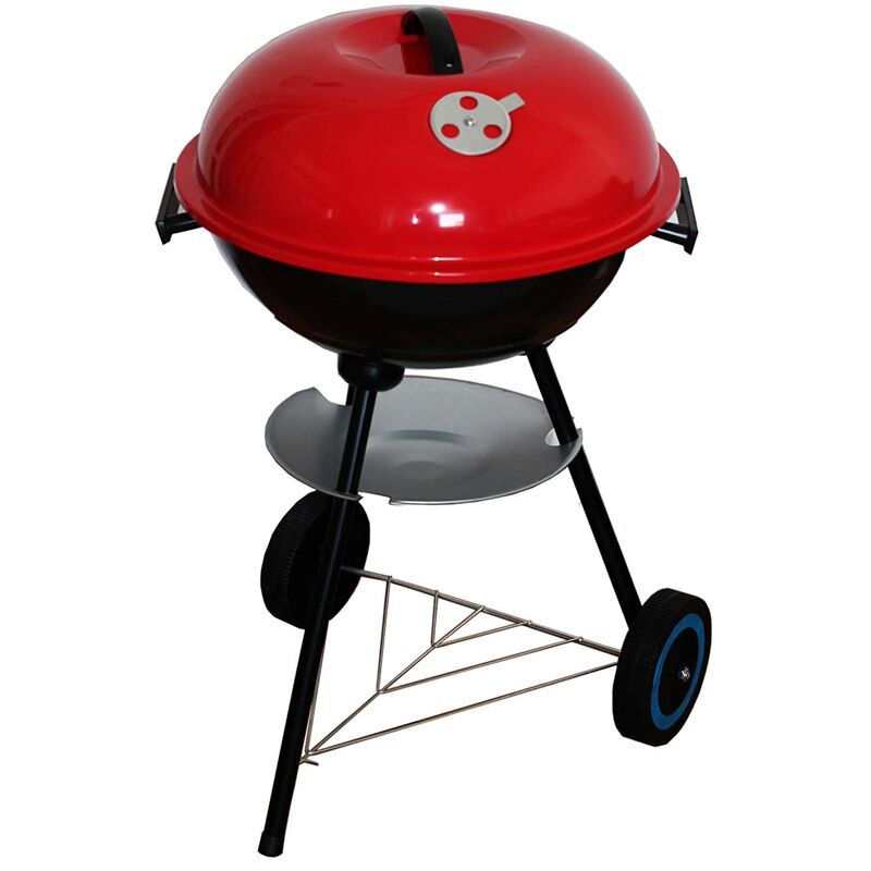 BBQ Clasica Barbacoa de Carbón con tapa lacado rojo y trípode con Ruedas (58x42x70 cm) barato