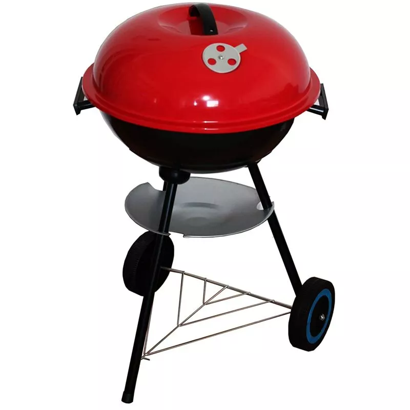 BBQ Clasica Barbacoa de Carbón con tapa lacado rojo y trípode con Ruedas (58x42x70 cm) barato