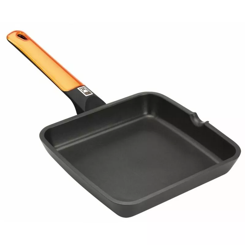 BRA - Grill Plancha 28X28Cm Liso Con Mango Induccion Aluminio/Fundido Naranja Efficient barato