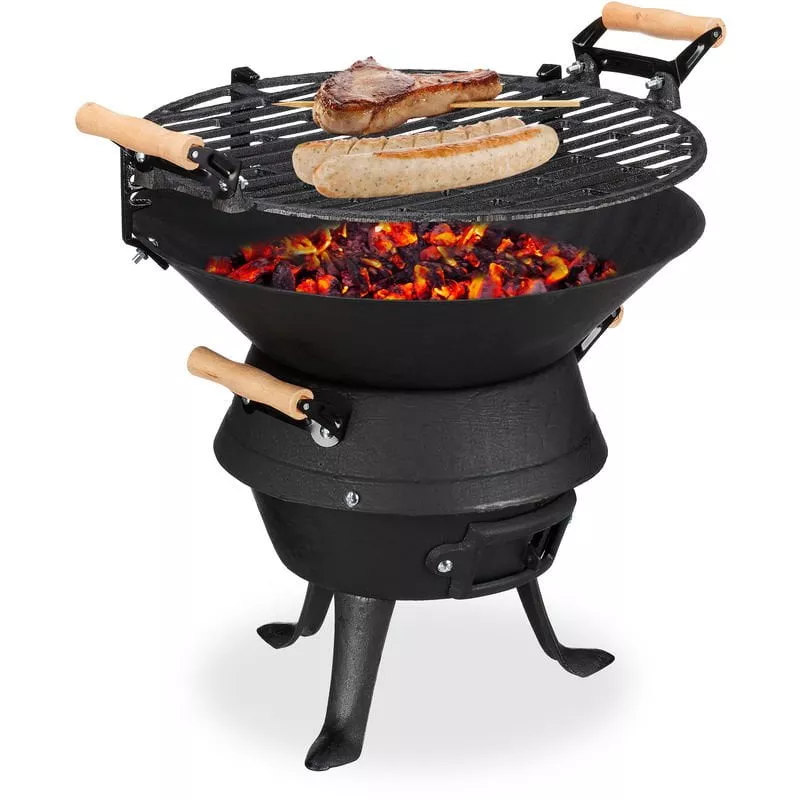 Barbacoa, Parrilla De Altura Ajustable, Ventilación, Bandeja Para Carbón Vegetal, 40X45X36 Cm, Negro - Relaxdays En Oferta Barbacoa