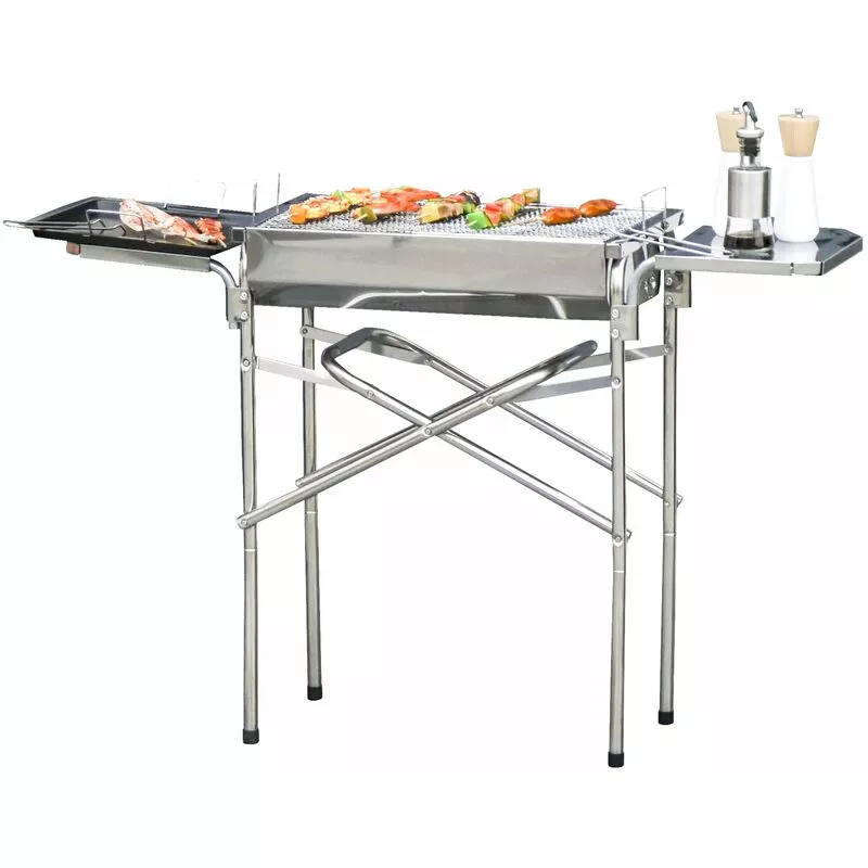 Barbacoa De Carbón Portátil De Acero Inoxidable Con 2 Estantes Bandeja Y Parillas Al Aire Libre Para Bbq Camping Senderismo Picnics 104X30X68 Cm En Oferta Barbacoa De Carbón Portátil De Acero Inoxidable Con 2 Estantes Bandeja Y Parillas Al Aire Libre Para Bbq Camping Senderismo Picnics 104X30X68 Cm Barato