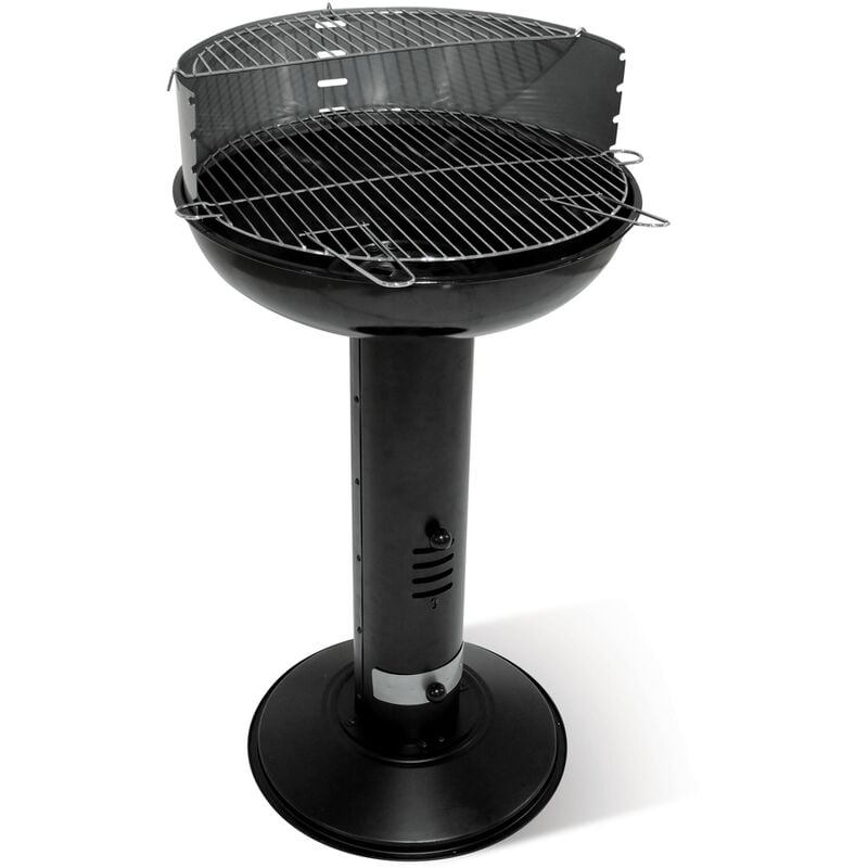 Barbacoa de carbón 'Samos' 51cm x 82-92cm - Altura ajustable - Acero / gris plata - Negro - Central Park barato