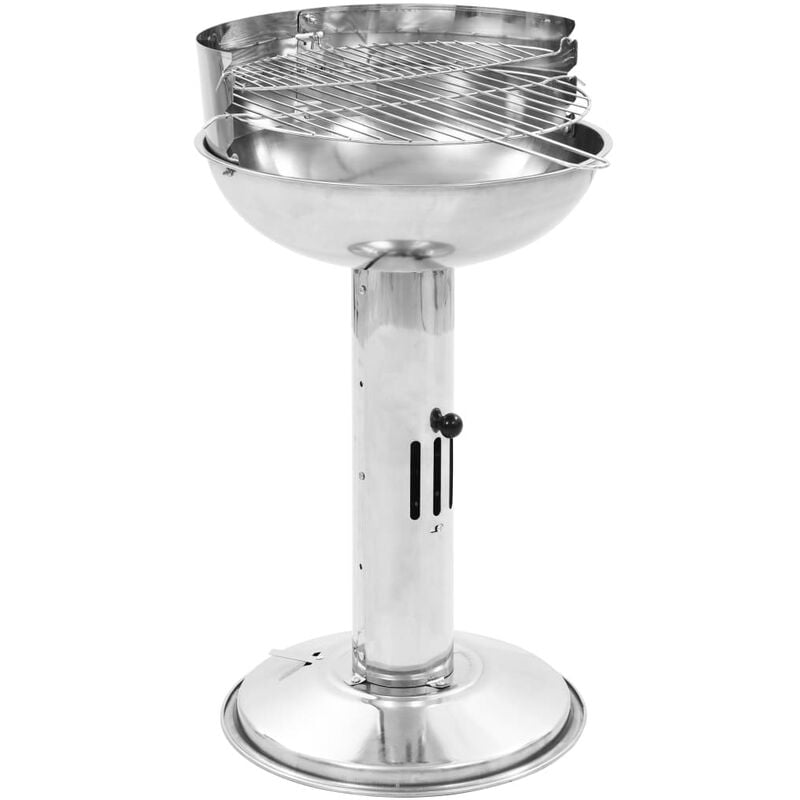 Barbacoa de carbón con pedestal de acero inoxidable - Plateado - Youthup barato