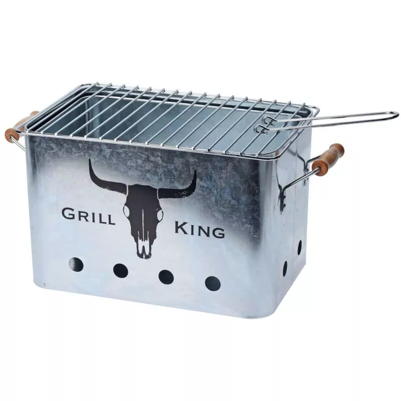 Barbacoa De Cinc Con Asas De Madera - Plateado - Progarden En Oferta Barbacoa De Cinc Con Asas De Madera - Plateado - Progarden Barato