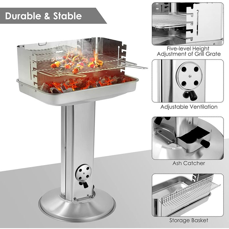 Barbacoa de columna de acero inoxidable 57 x 38 x 89