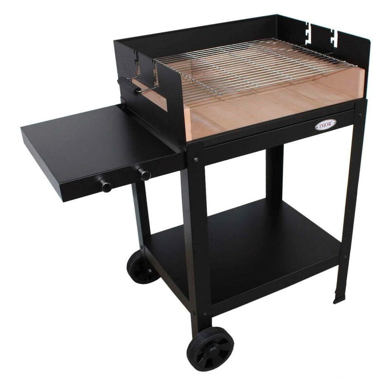 Barbacoa de exterior para carbón y leña con ladrillo refractario