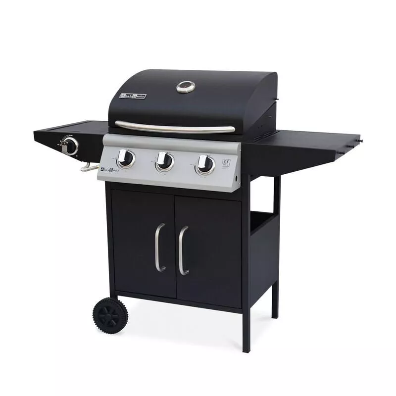 Barbacoa De Gas, Cocina De Exterior, Negro, 3 Quemadores - Negro En Oferta Barbacoa De Gas