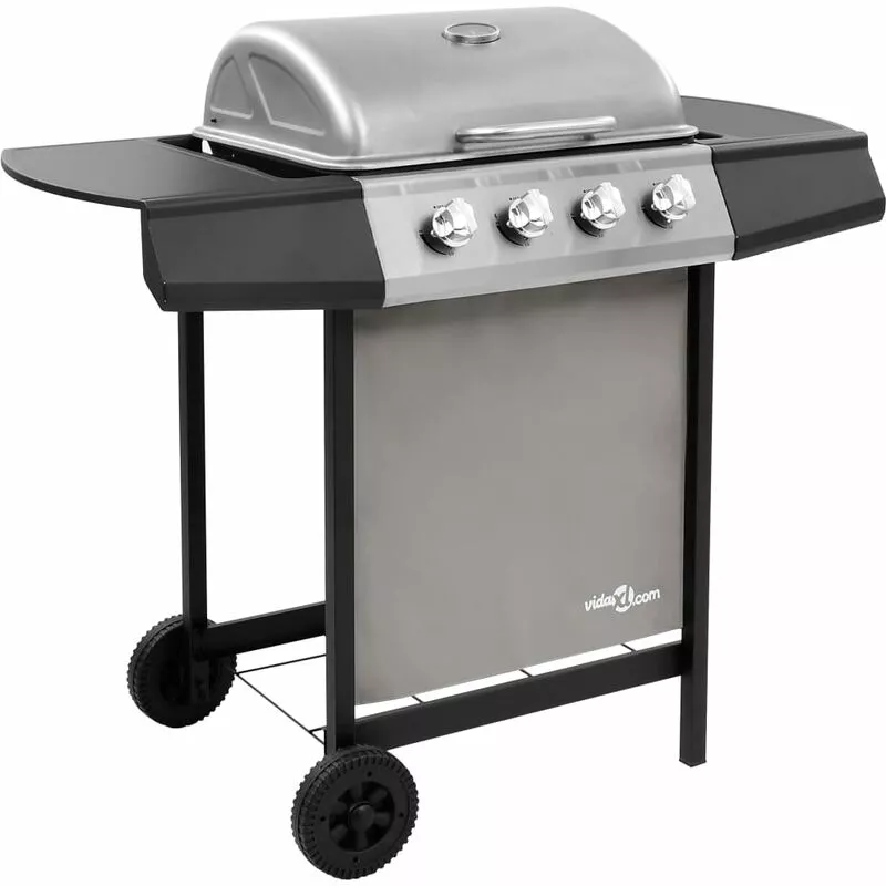 Barbacoa De Gas Con 4 Fogones Negro Y Plateado - Plateado En Oferta Barbacoa De Gas Con 4 Fogones Negro Y Plateado - Plateado Barato