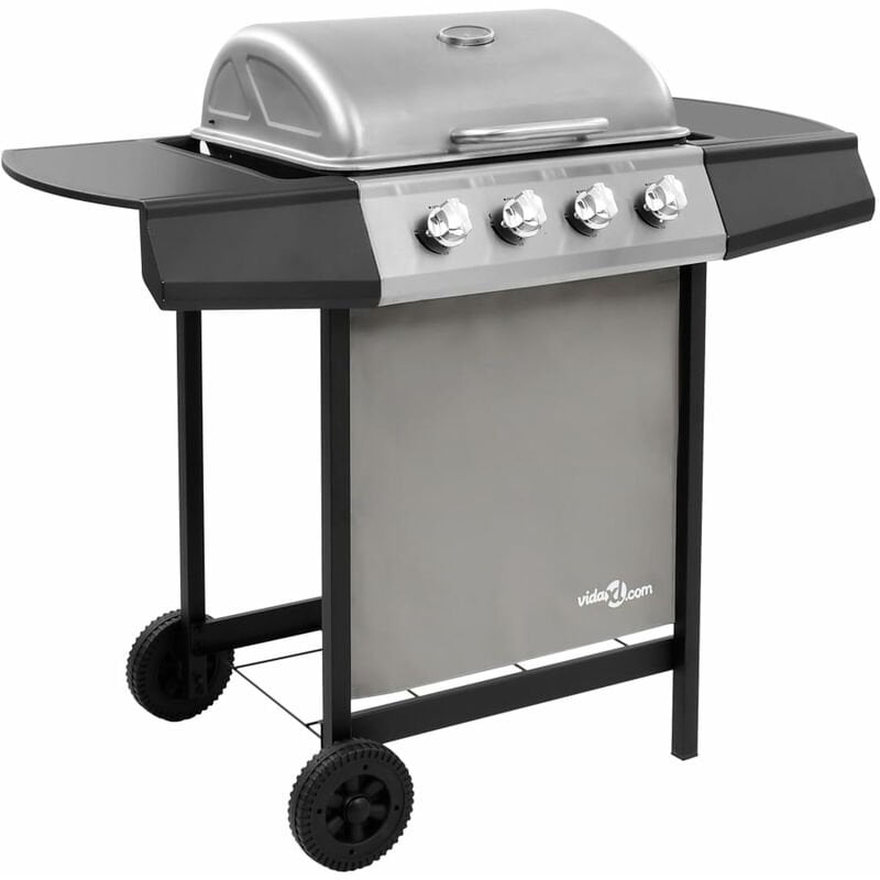 Barbacoa de gas con 4 fogones negro y plateado barato