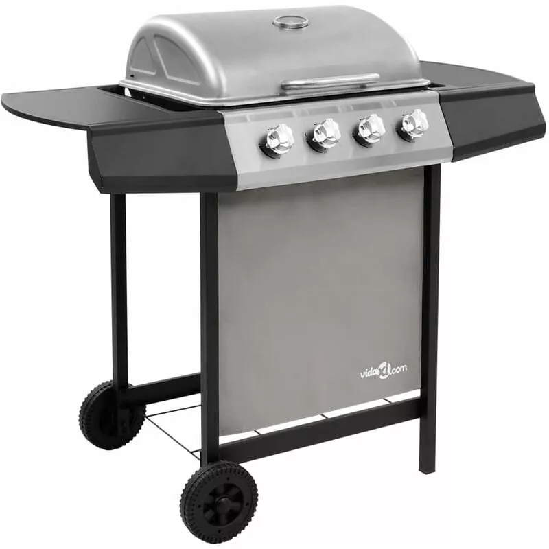 Barbacoa de gas con 4 fogones negro y plateado barato