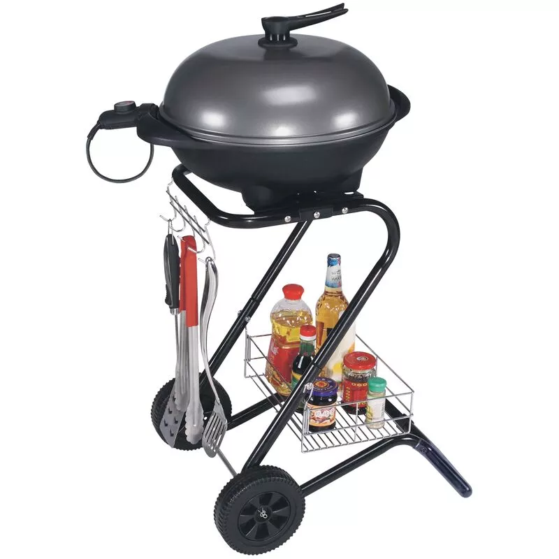 Barbacoa eléctrica pie o sobremesa parrilla metal BBQ plancha 2000W ® - Ml-design barato