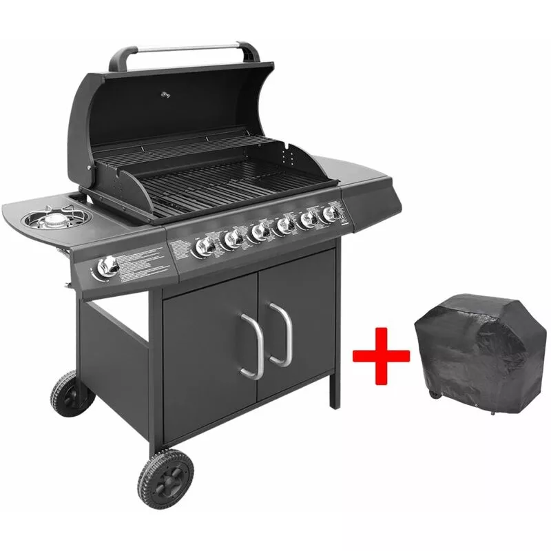 Barbacoa Grill De Gas 6+1 Quemadores Negra - Negro - Vidaxl En Oferta Barbacoa Grill De Gas 6+1 Quemadores Negra - Negro - Vidaxl Barato