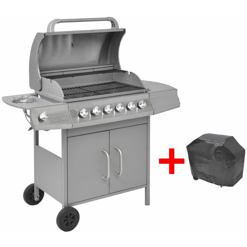 Barbacoa grill de gas 6+1 quemadores plateada - Plateado - Vidaxl barato