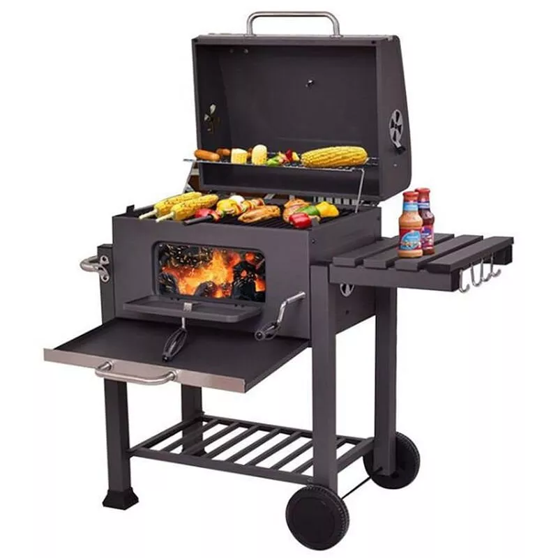 Barbacoa Para Carbón, Barbacoas De Parrilla Portátiles Con Ruedas,Para Jardín Exterior Bbq 107X115X68Cm Negro En Oferta Barbacoa Para Carbón
