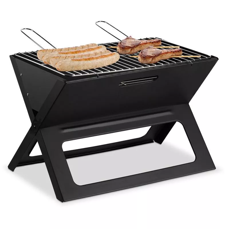 Barbacoa Portátil Con Parrilla De Carbón Y Rejilla, Plegable, Pícnic Y Camping, 30X45,5X30Cm, Negro - Relaxdays En Oferta Barbacoa Portátil Con Parrilla De Carbón Y Rejilla
