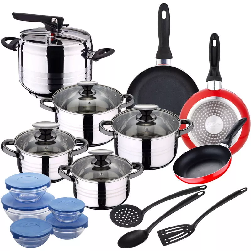 Bateria 8Pc Acero Inoxidable + Olla A Presion 5L Acero Inoxidable + Set 3Pcs Utensilios De Cocina En Nylon + Juego De 3 Sartenes 16/20/24 Cm + Set 5P En Oferta Bateria 8Pc Acero Inoxidable + Olla A Presion 5L Acero Inoxidable + Set 3Pcs Utensilios De Cocina En Nylon + Juego De 3 Sartenes 16/20/24 Cm + Set 5P Barato