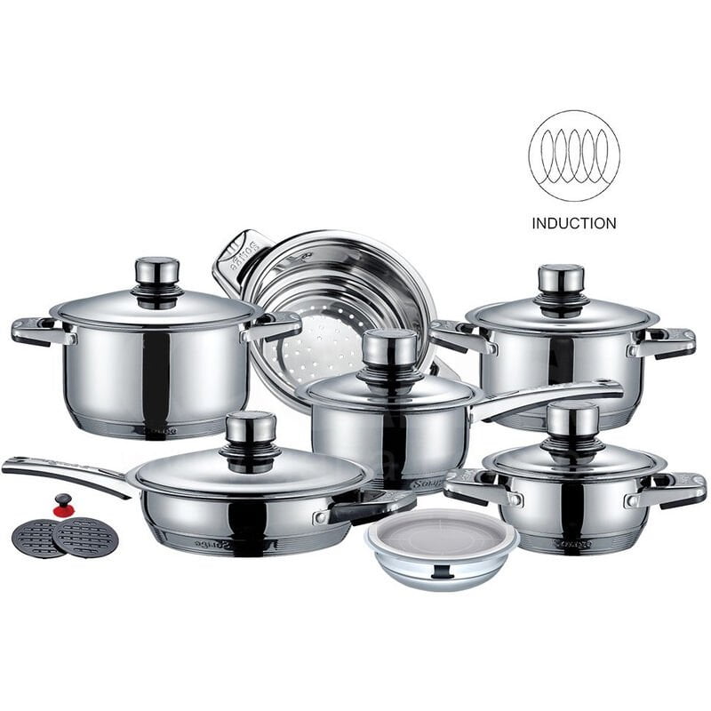 Batería Cocina 16 Piezas Acero Inoxidable de Alta Calidad Termómetro Incorporado barato