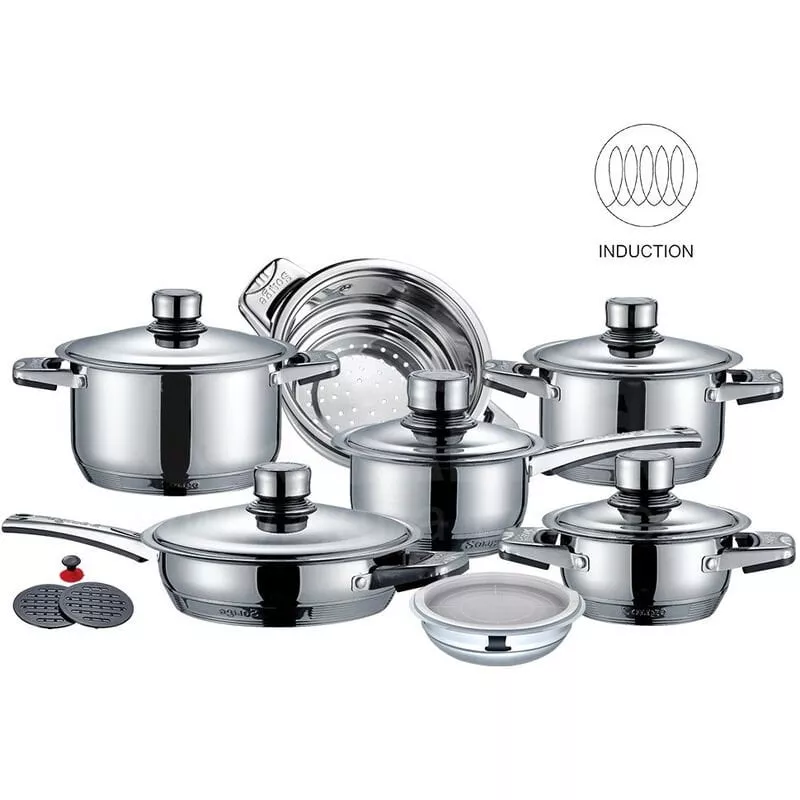 Batería Cocina 16 Piezas Acero Inoxidable De Alta Calidad Termómetro Incorporado En Oferta Batería Cocina 16 Piezas Acero Inoxidable De Alta Calidad Termómetro Incorporado Barato