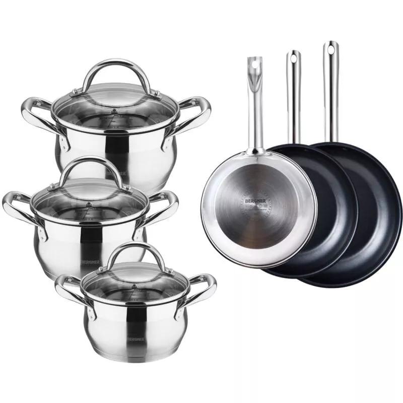 Batería De Cocina Acero Inoxidable Alta Calidad Set 6 Piezas Cacerolas Y Sartenes Gourmet - Bergner En Oferta Batería De Cocina Acero Inoxidable Alta Calidad Set 6 Piezas Cacerolas Y Sartenes Gourmet - Bergner Barato
