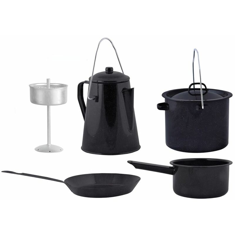 Batería de cocina 4 piezas para exterior negra FF215 - Negro - Esschert Design barato