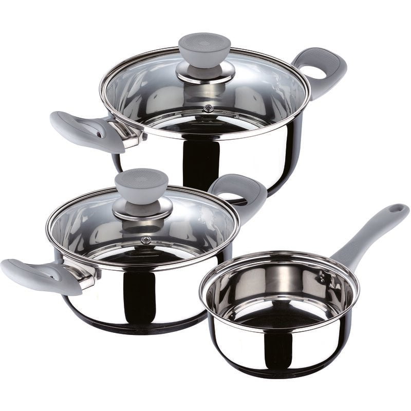 Bateria de cocina 5 piezas San Ignacio de acero inoxidable en color gris colección Alexia barato