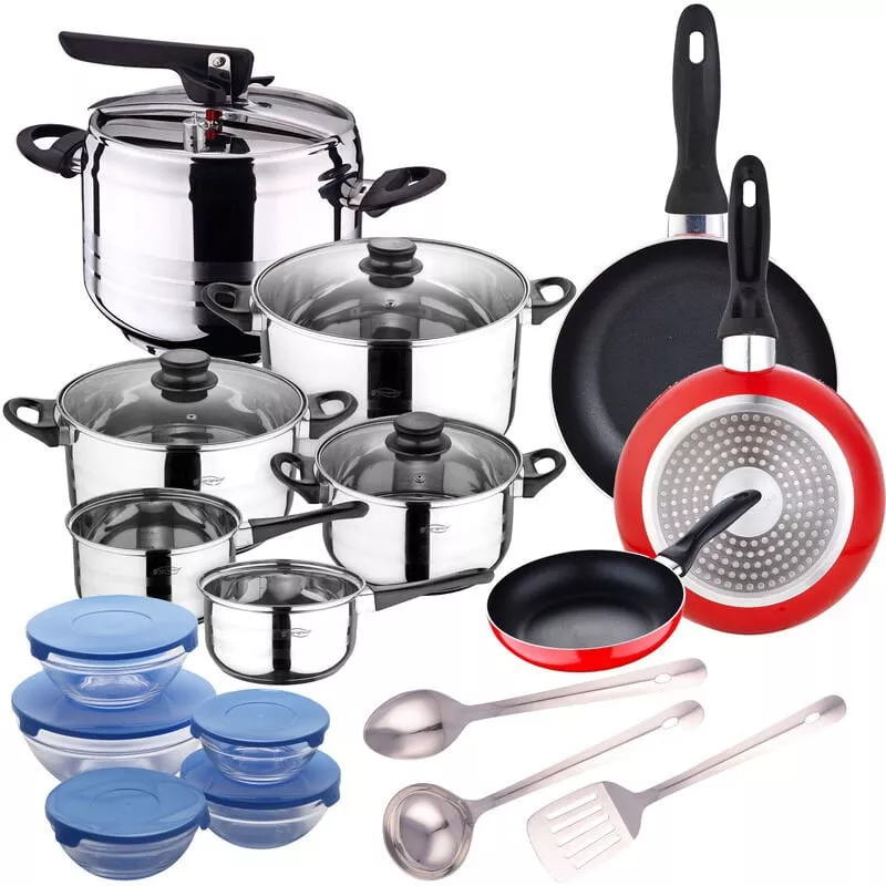 Batería De Cocina De 8 Piezas + Olla A Presión 5L Acero Inoxidable + Set 3Pcs Utensilios De Cocina En Acero Inoxidable + Juego De 3 Sartenes 16/20/24 En Oferta Batería De Cocina De 8 Piezas + Olla A Presión 5L Acero Inoxidable + Set 3Pcs Utensilios De Cocina En Acero Inoxidable + Juego De 3 Sartenes 16/20/24 Barato
