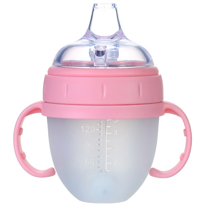 Biberon de agua para bebe de 150 ml / 5 oz con pajita Biberones de leche de boca ancha A prueba de fugas No toxico Sin olor Vasos de paja portatiles barato