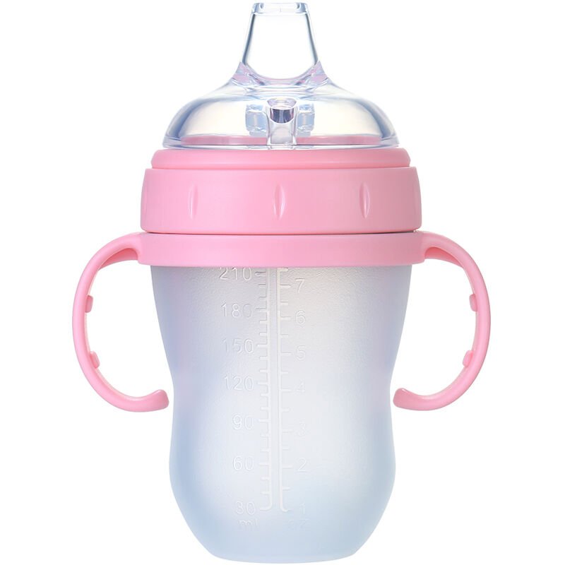 Biberon de agua para bebe de 240 ml / 8 oz con pajita Biberones de alimentacion de leche de boca ancha A prueba de fugas No toxico Sin olor Vasos de barato