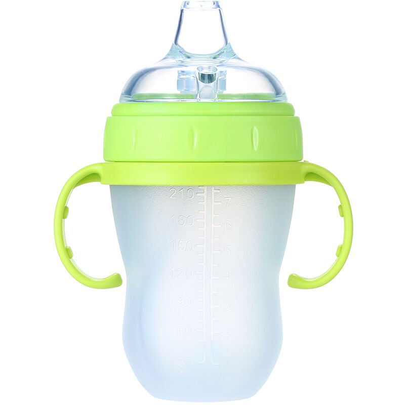 Biberon de agua para bebe de 240 ml / 8 oz con pajita Biberones de alimentacion de leche de boca ancha A prueba de fugas No toxico Sin olor Vasos de barato