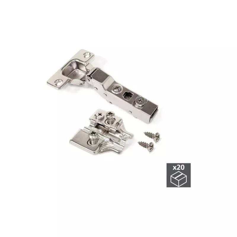 Bisagra De Cazoleta, D. 35 Mm, Codo, Cierre Suave, Apertura 100º, Con Suplemento Euro, 20 Ud. - - Emuca En Oferta Bisagra De Cazoleta