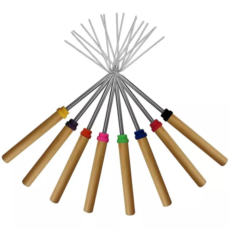 Bollos Para Asar Malvaviscos, Juego De 8 Pinchos Y Antorchas Torescópicas De Tenedor Para Perros Calientes En Oferta Bollos Para Asar Malvaviscos