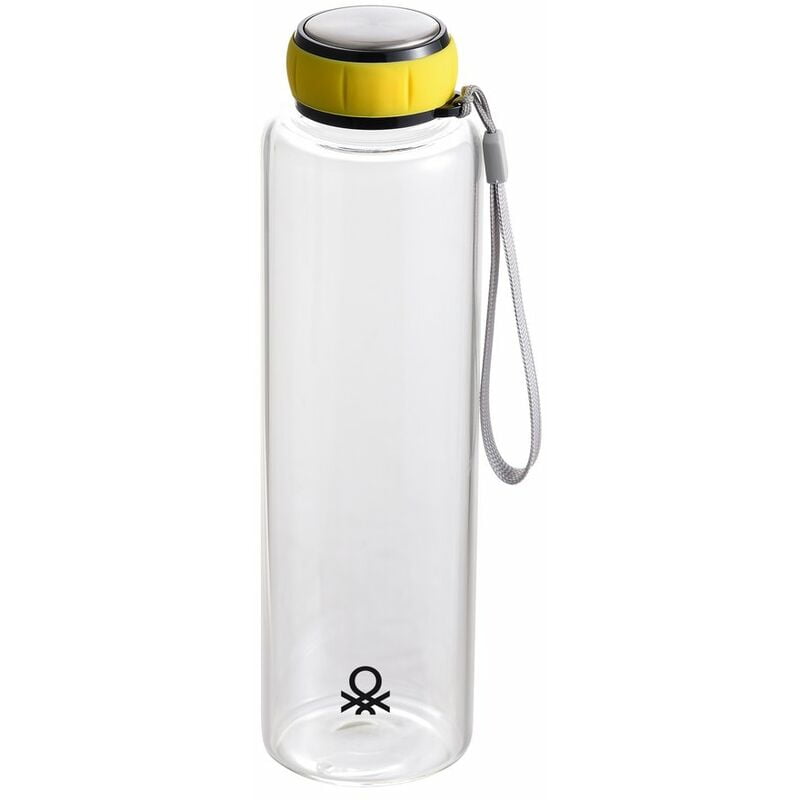 Botella De Agua 550Ml Vidrio Borosilicato Alta Resistencia Tapa Amarillo Rainbow - Benetton barato