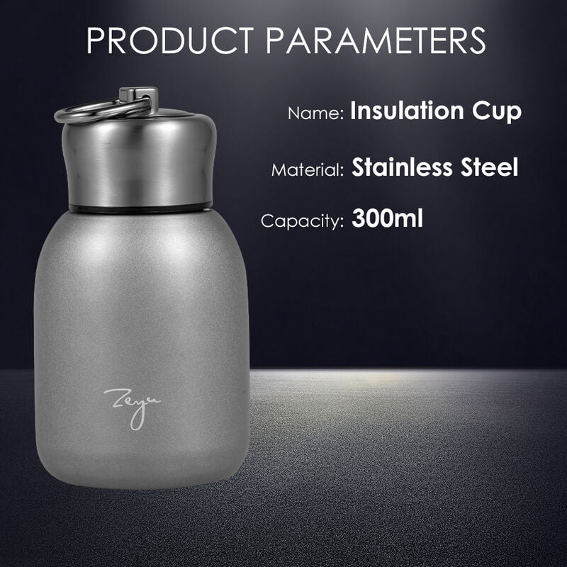 Botella de agua de acero inoxidable mate de 300 ml con aislamiento al vacio pequena botella de agua para tapa de nino con gancho