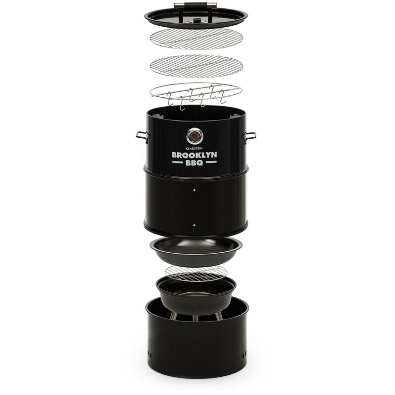 Brooklyn-BBQ Barril de barbacoa 4 en 1 | Ø 42 cm | Acero | Pulverizado barato