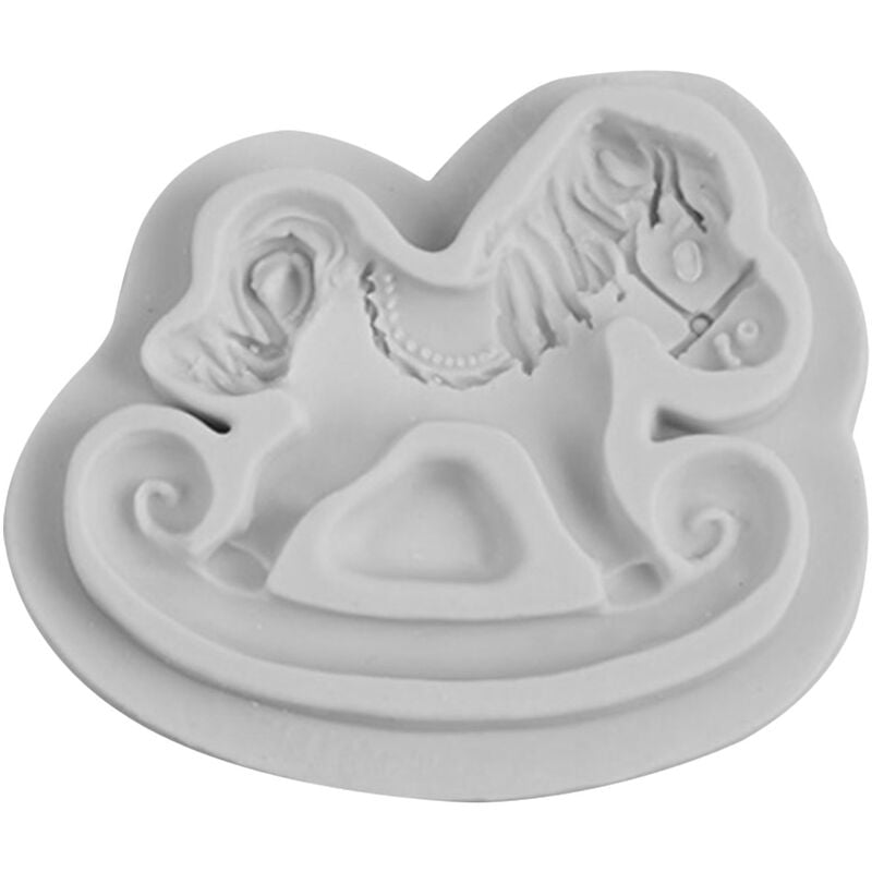 Caballo mecedor de grado alimenticio DIY Molde de silicona Fondant Cake Chocolate Clay Decoracion hecha a mano barato
