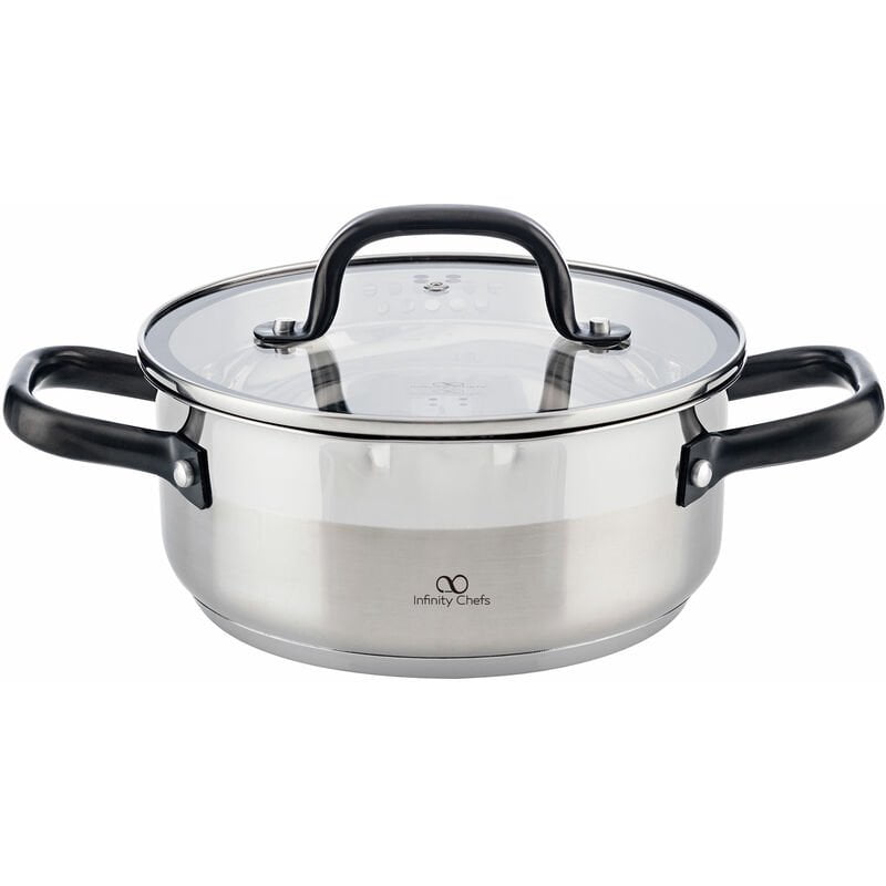 Cacerola 20x8.5cm 2l c/tapa acero inoxidable