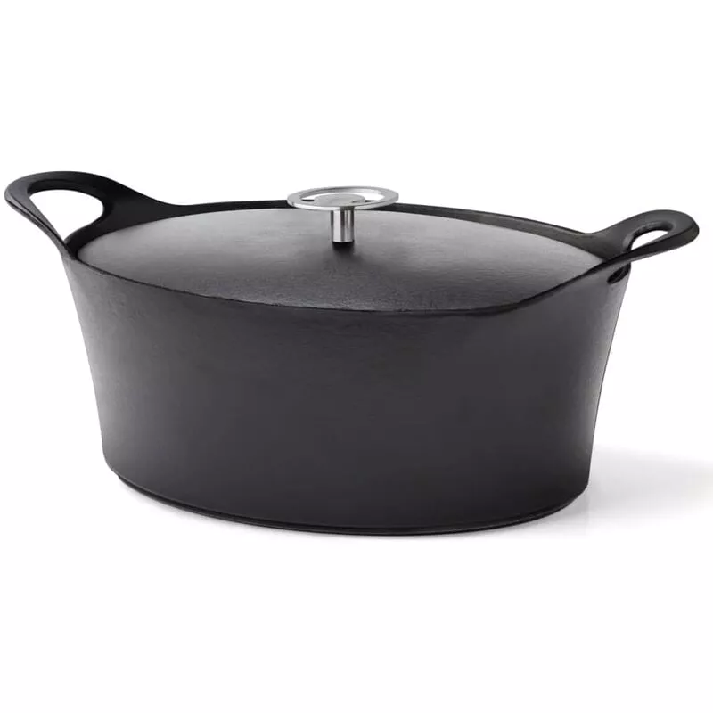 Cacerola esmaltada hierro fundido ovalado negro 3