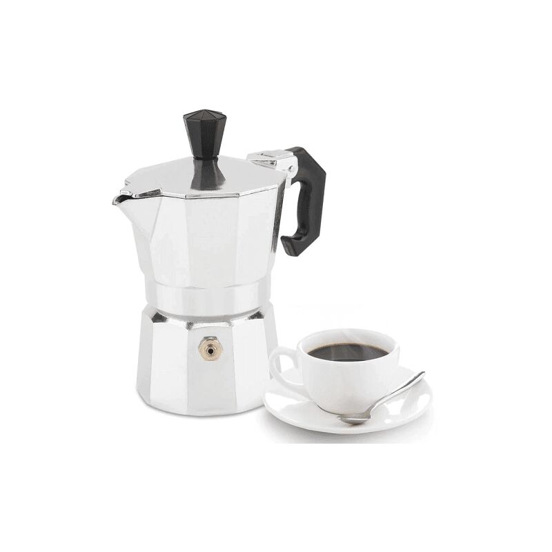 Cafetera Moka manual de aluminio 12 tazas 24 cm Plateado barato
