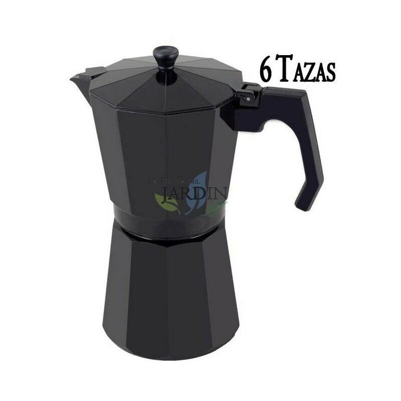 Cafetera aluminio negro de inducción 6 tazas barato