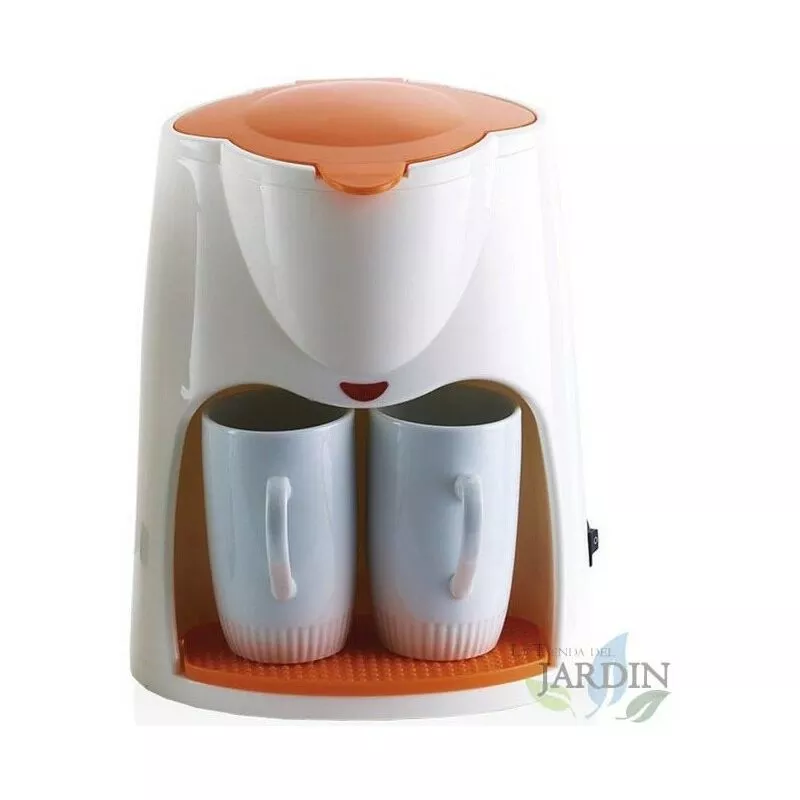 Cafetera Blanca 450W 0,3 Litros 2 Tazas, Solapa Naranja En Oferta Cafetera Blanca 450W 0