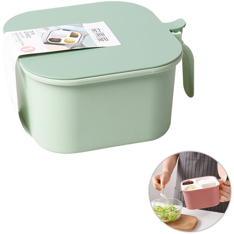 Caja de condimentos Ollas de especias Recipiente de almacenamiento Jarras de condimentos Vinagrera con tapa y cuchara Ollas de condimentos